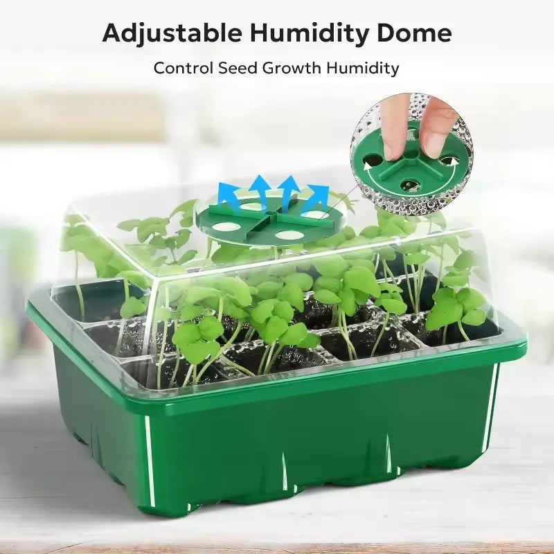 Seed Starter Kits Seedling Starter Trays (12 Cells per Tray) Humidity Adjustable Plant Germination Kits Garden Seed Starting Tra