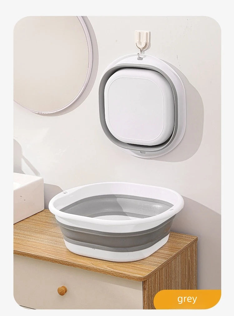 Folding Washbasin Silicone Portable Basin Foldable Bucket Camping Sink Bath Goods Dorm Room Essential Collapsible Laundry Bowl