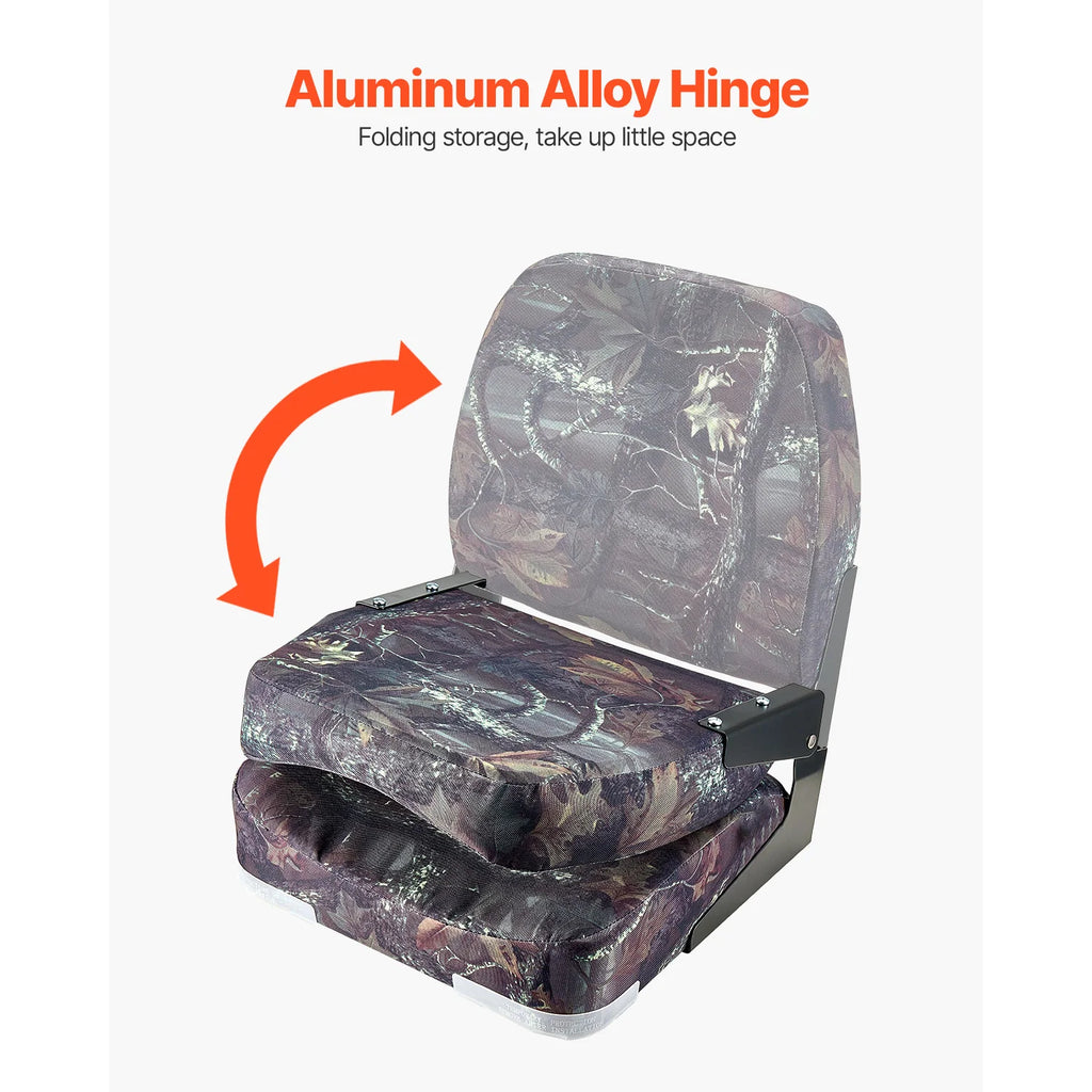 SucceBuy Boat Seat Low Backrest Folding Fishing Seat w/ Thickened Sponge Cushion&PU Polyester Fabric PP Frame Flip Up Boat Seat