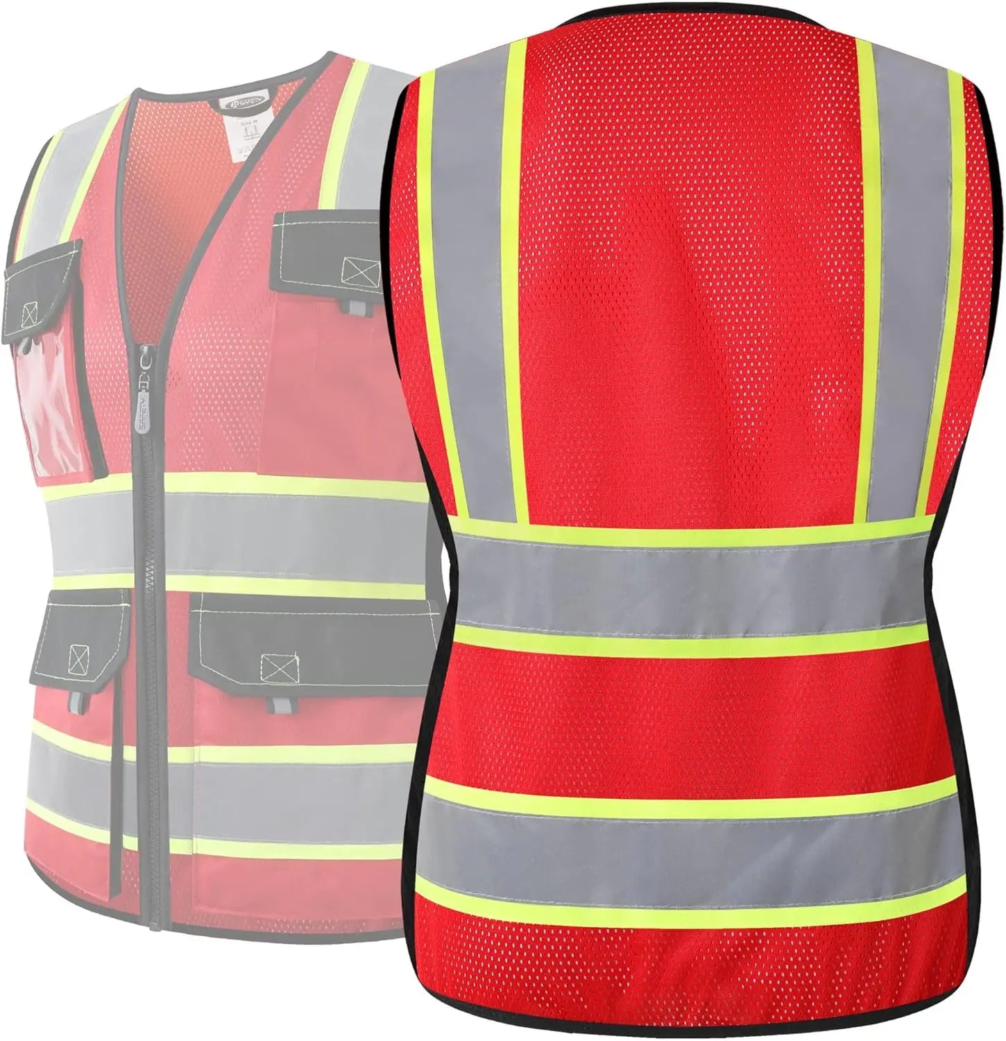 Women's Hi-Vis Reflective Safety Vest with Pockets, Zipper, ANSI Compliant, Waist-Fitted Style