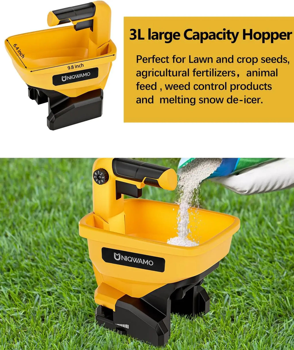 Handheld Power Spreader for Grass Seeds and Rock Salt, Compatible with 20V/60V Li-ion Batteries, Year-Round Use