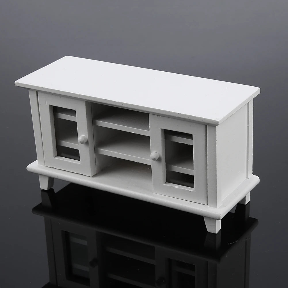 1/12 Scale Dollhouse Storage TV Cabinet Model Miniature Mini Wooden Furniture Children Gift