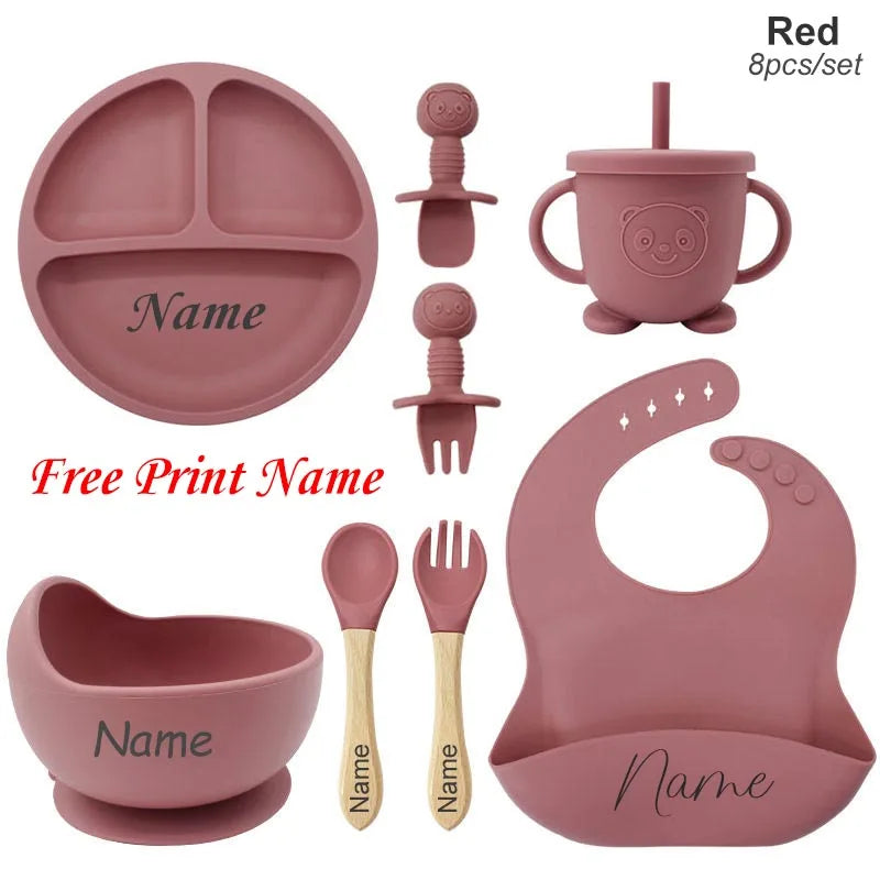 Set de Alimentación Personalizado para Bebé | Silicona | Plato, Bol y Vaso | Regalo 🍼