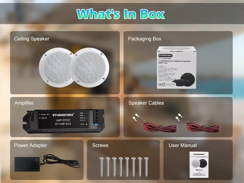 STUDIOFINIX 4'' 160W Waterproof Bluetooth Ceiling Speakers - Ultra-Thin Marine Speakers for House, Caravan, RV & Houseboats 2PCS