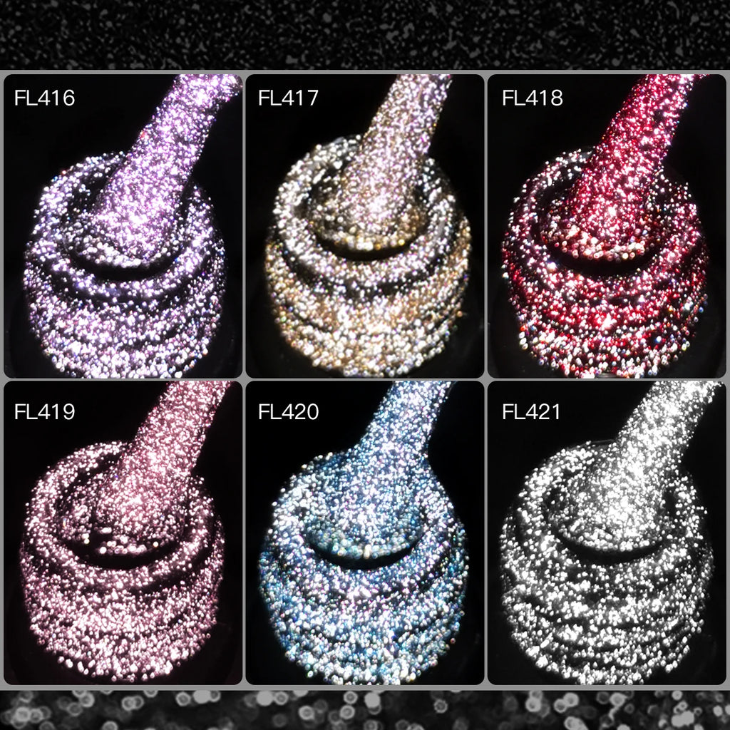 Esmalte Gel Reflectivo Glitter FOUR LILY 7ml | Champagne Oro Plata | UV/LED ✨ - Firu Total Sales