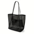 Women's Large Capacity Beach Tote Bag - Durable Polyester Woven Shoulder Bag with Open Top for Travel, Shopping handbags