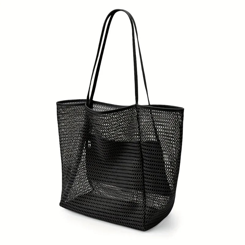 Bolsa Tote de Playa para Mujer Gran Capacidad - Bolso de Hombro Tejido Poliéster