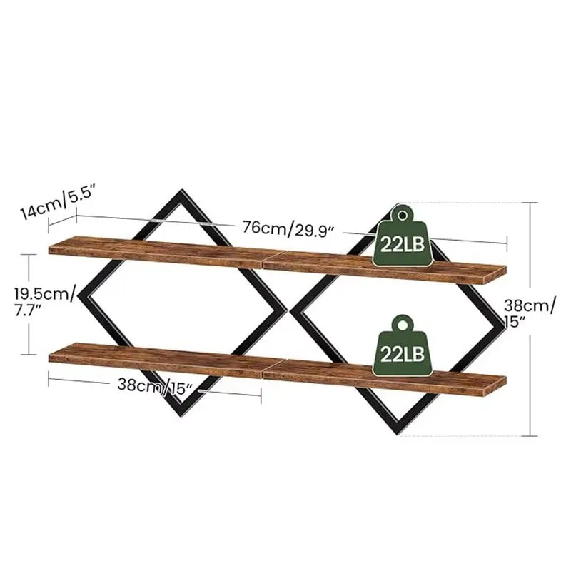 2pcs Floating rack, one set of two wall mounted racks, four-layer suspended racks, one set of two wall mounted racks