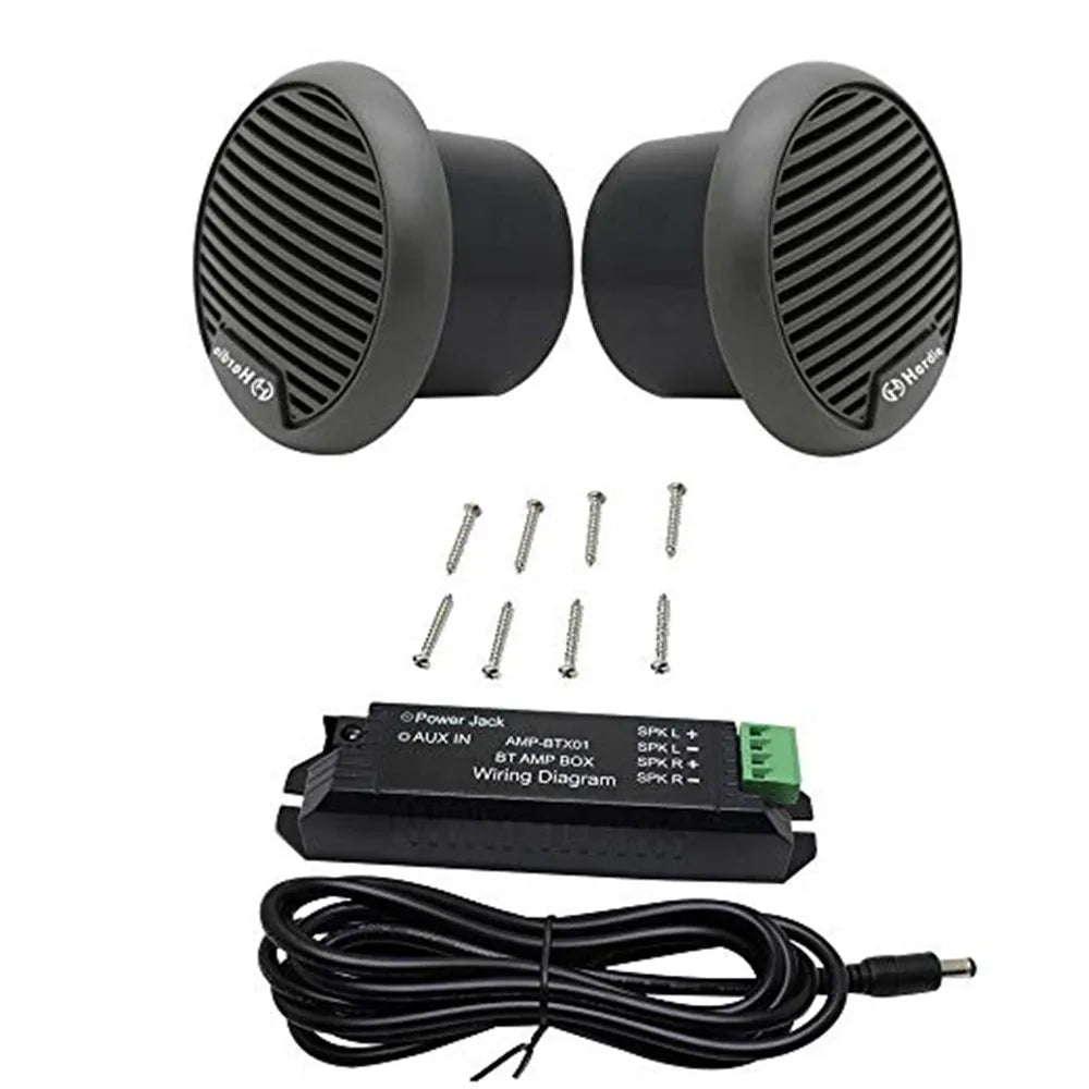 Herdio 160W 3 Inch Marine Boat Waterproof Speakers Motorcycle bluetooth Speaker Audio Stereo System For ATV UTV Outdoor (Gray)