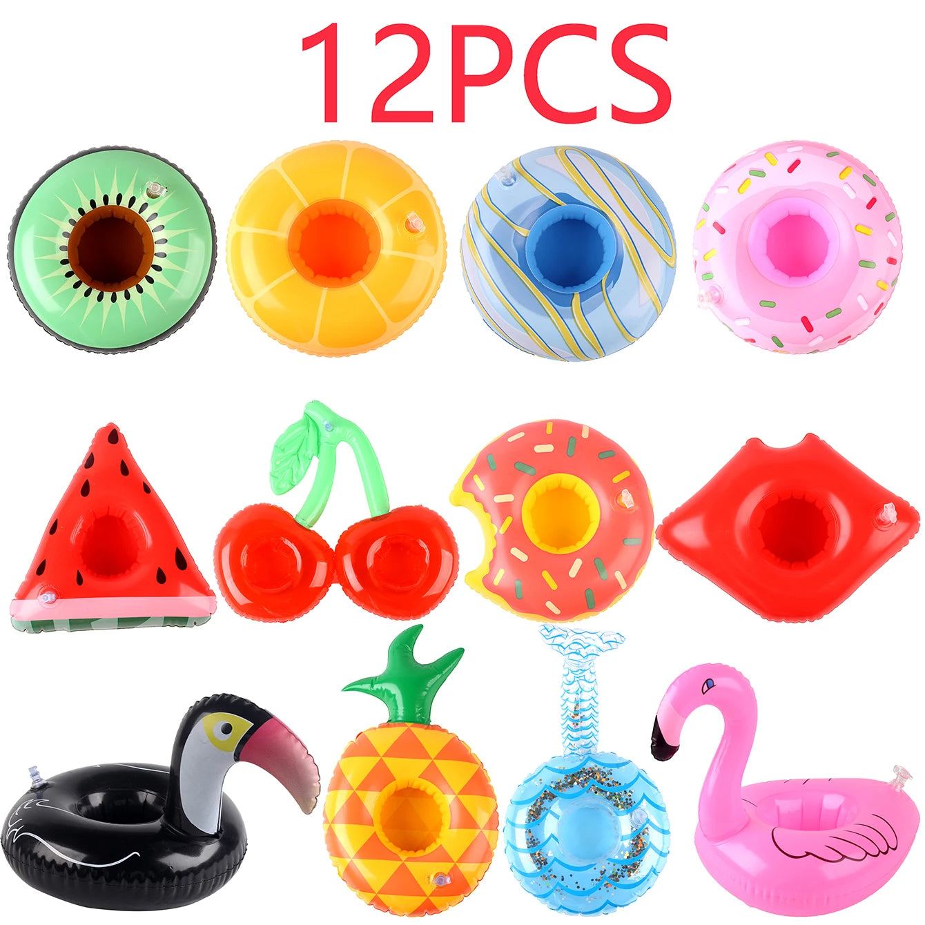 3/6/12PCS Floating Cup Holder Inflatable Swimming Pool Drink Cup Stand Cooler Table Party Supplies for Pool Beach Swimming