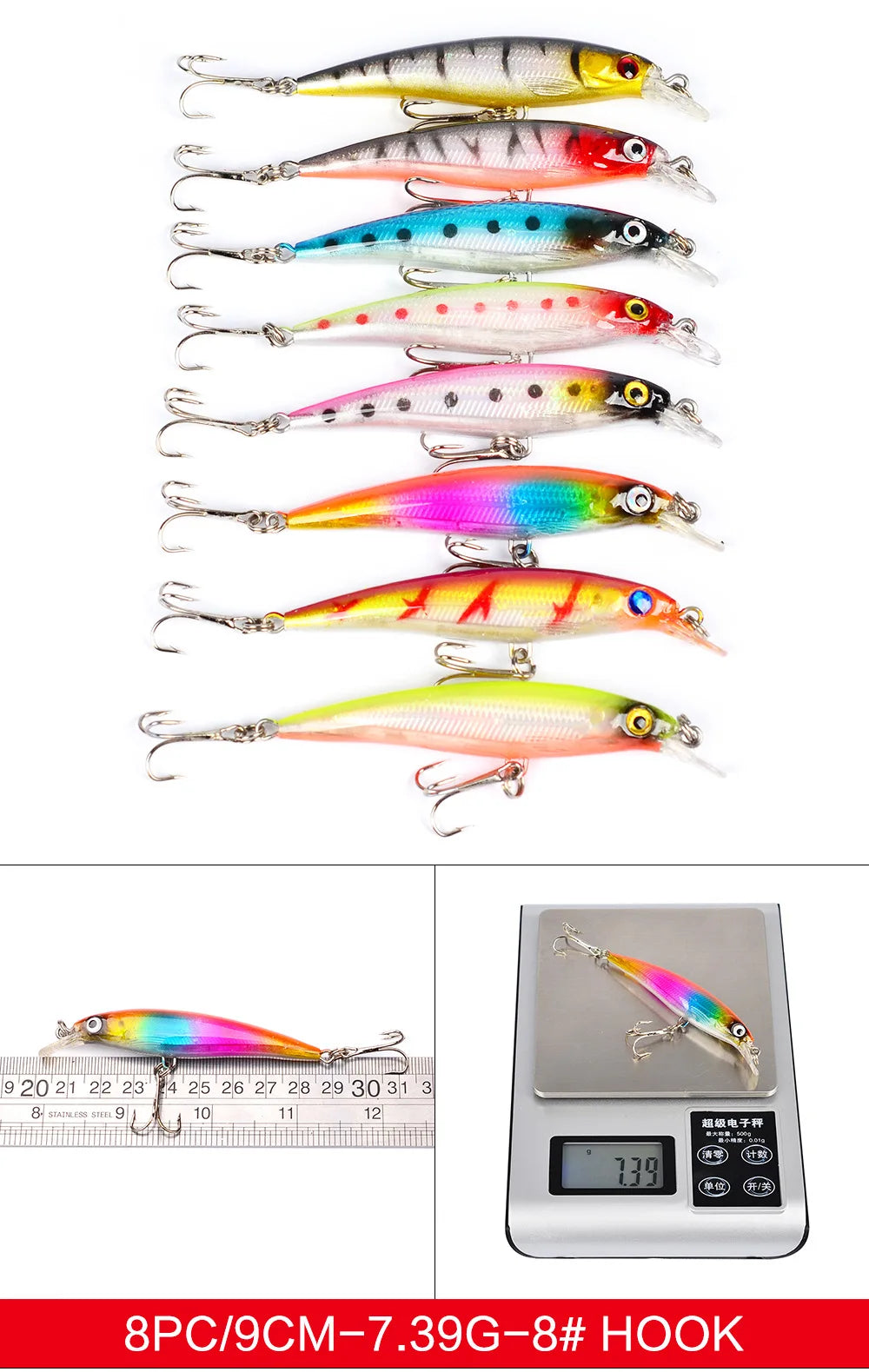 Set Múltiple Señuelos Ruia | Minnow Biónico | Crankbait Hundimiento | Bass | Wobbler con Anzuelos Triples - Firu Total Sales
