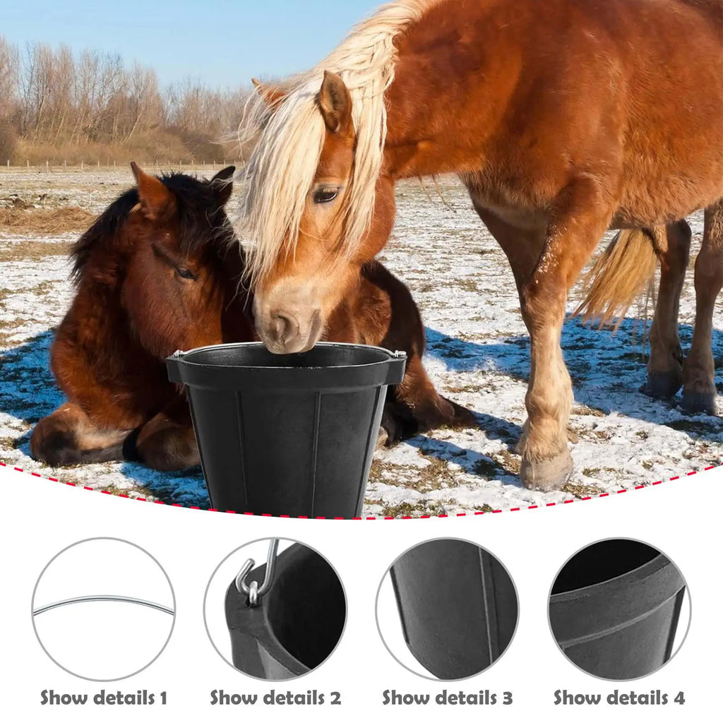 Cubo Comedero de Goma 8L para Caballos y Ganado | Multifuncional | Animales 🐄
