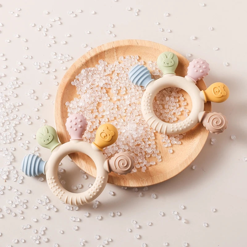Silicone Teether Ring BPA Free — Baby Chewing Toy | 0-12 Months Gift