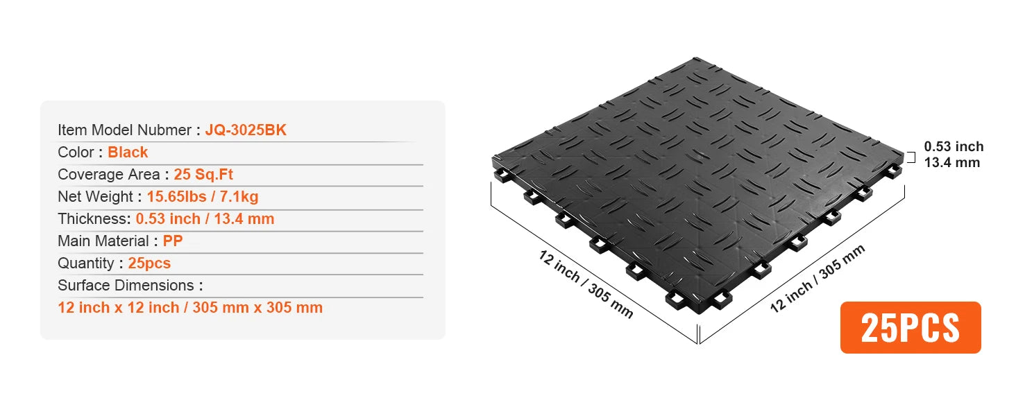 SucceBuy Garage Tiles Interlocking Garage Floor Covering Tiles Non-Slip Double-Sided Texture for Garages Basements Repair Shops