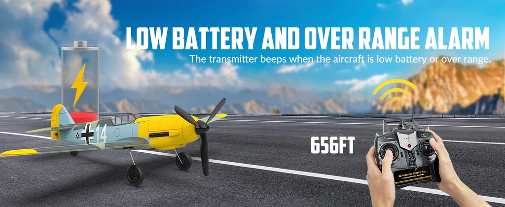 VOLANTEXRC Avión RC BF109 | 4 Canales | RTF | Alerón y Giroscopio | Acrobacias | 3 Modos | Fácil para Principiantes