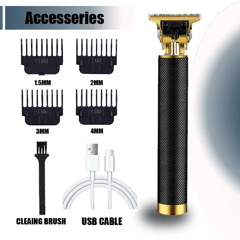 Portable Hairdressing Clipper USB Fast Charging Approaching Zero Gapped Cutting Shaver Man Electric Grooming Kit