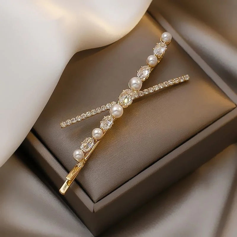 Pearl Metal Hairclips Women Hair Clip Girls Crystal Hairpins Barrette Hairgrip Elegant Hariband Bobby Pin Hair Accessories