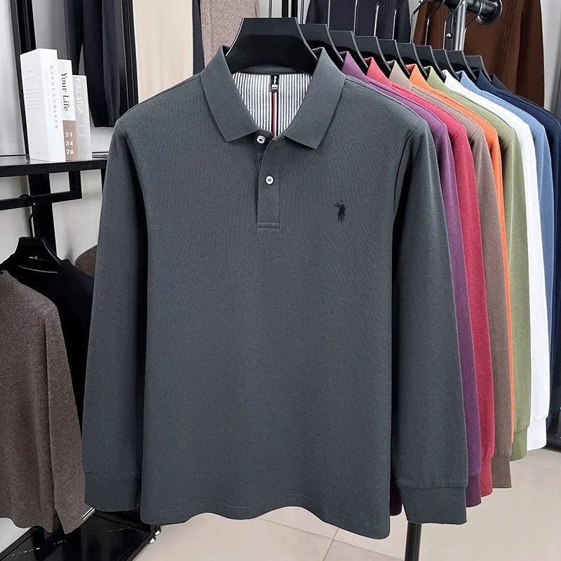 Polo Manga Larga 100% Algodón con Bordado de Pony | Casual Business Hombre 👔