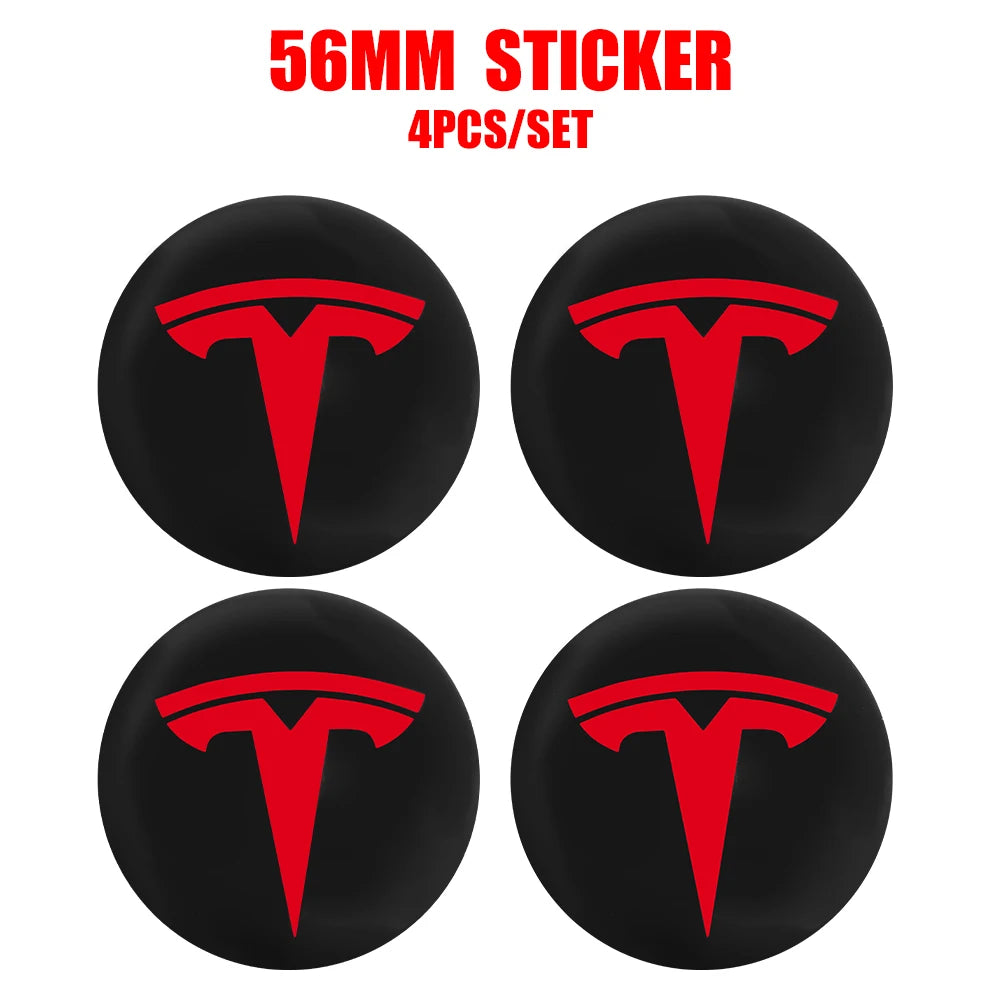 4pcs 56/60mm Car Wheel Center Cover Sticker Tire Hub Cap Badge Covers For Tesla Model 3 Model S Model X Model Y Coil Accessories