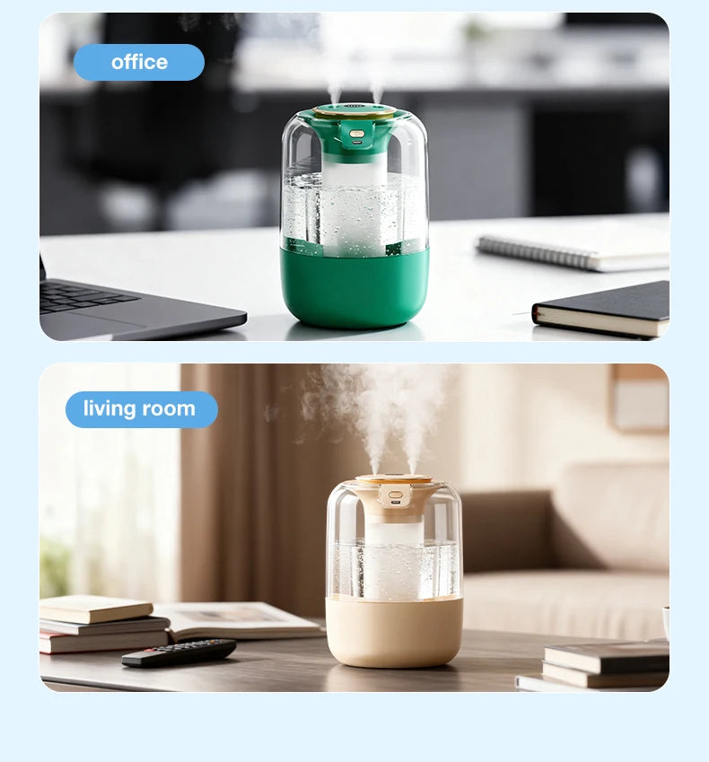 2200ML Air Humidifier USB Double Spray Port Mist Spray Heavy Fog Aroma Diffuser Essential Oils Color Light for Home Bedroom Gift
