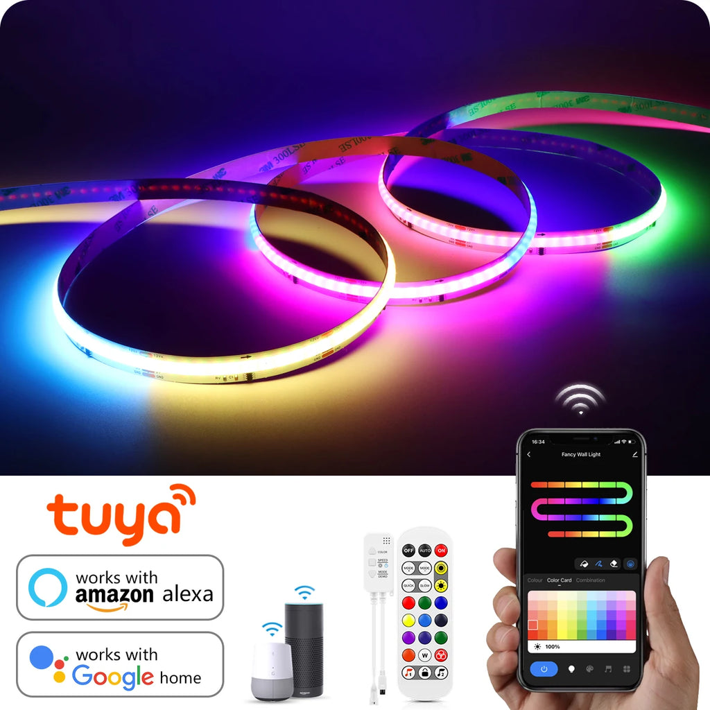Tira LED RGBIC COB CHNAITEKE Tuya WiFi | 576LEDs/m | WS2811 | Alexa y Google | 12V | Dormitorio - Firu Total Sales