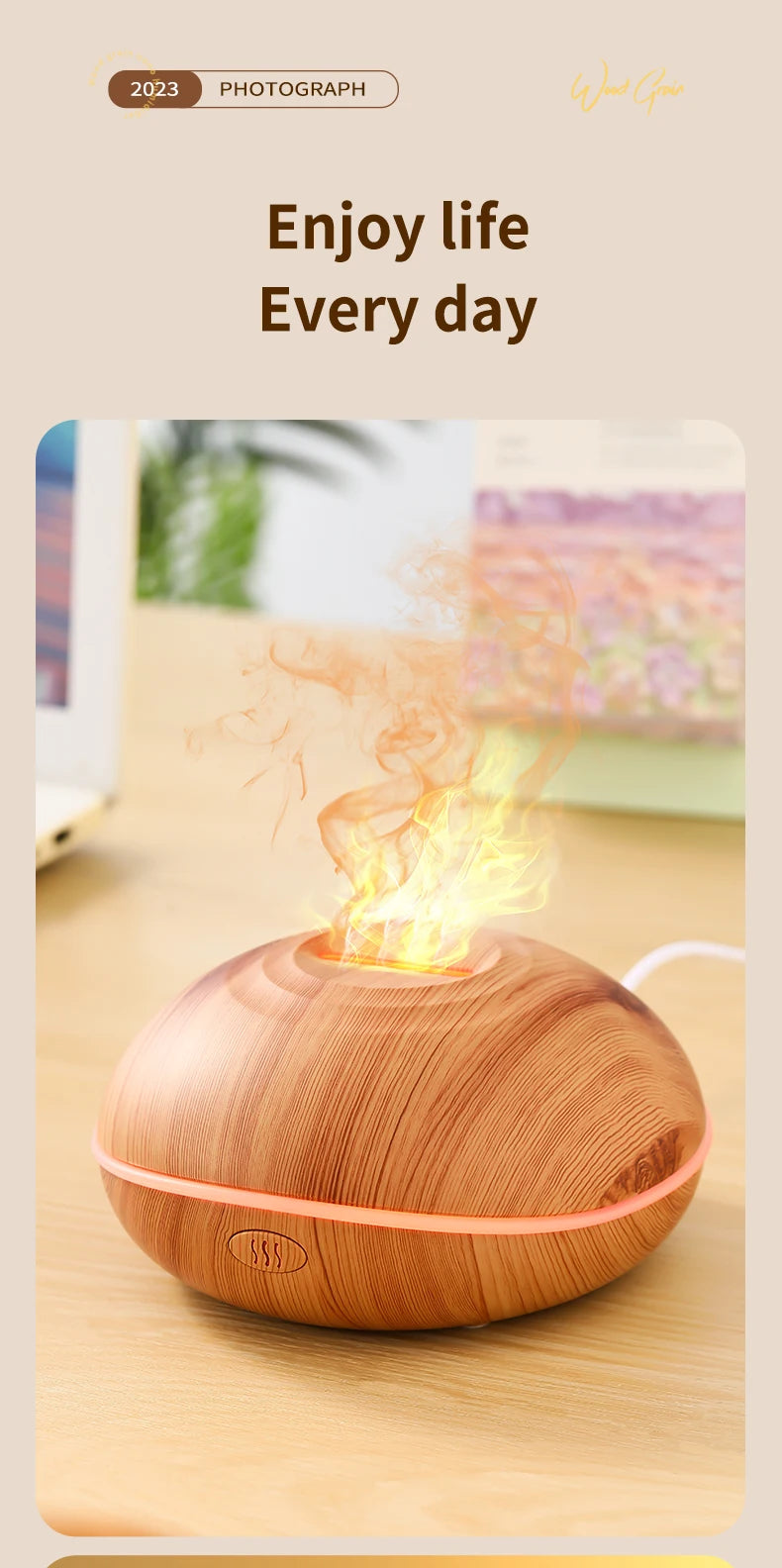 Aroma Humidifier flame Can Add Essential Oil Small AromaRelax Machine Air Humidifier Equipped with colorful lighting function