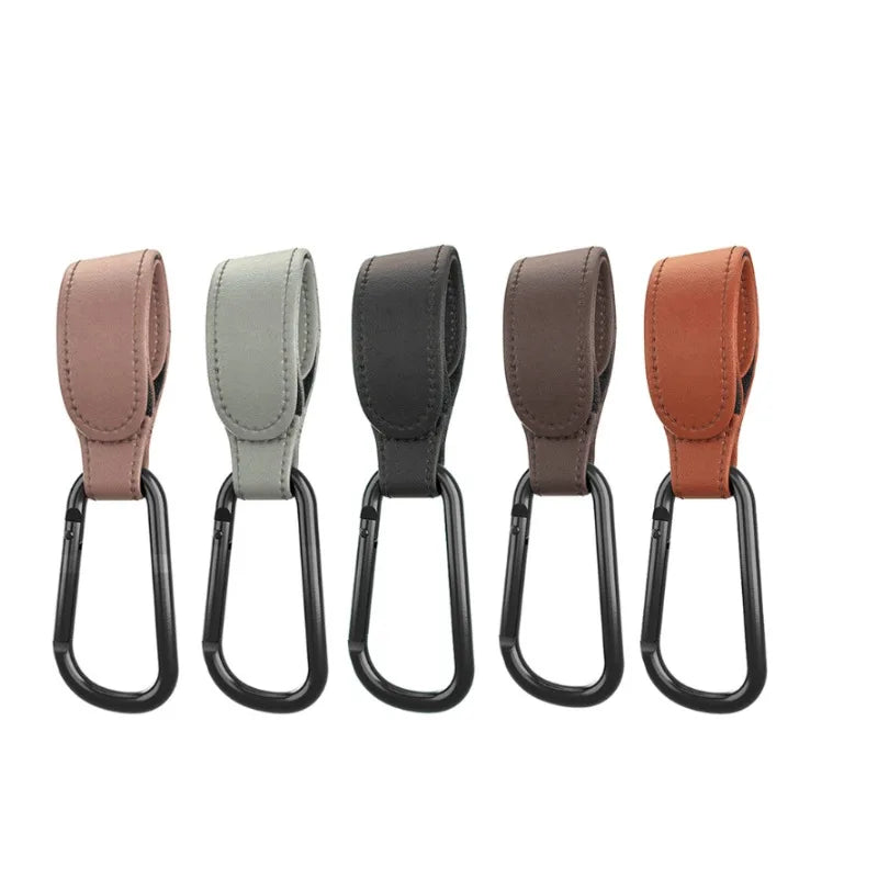 Gancho para Cochecito de Bebé | Cuero PU Ajustable | Organizador de Bolsas y Pañaleras