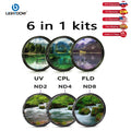 Lightdow UV+CPL+FLD+AND 2 4 8 Camera Lens Filter 6 in 1 Kits 49-82mm Kit for Cannon Nikon Sony Camera Lens USA ES Free Shipping
