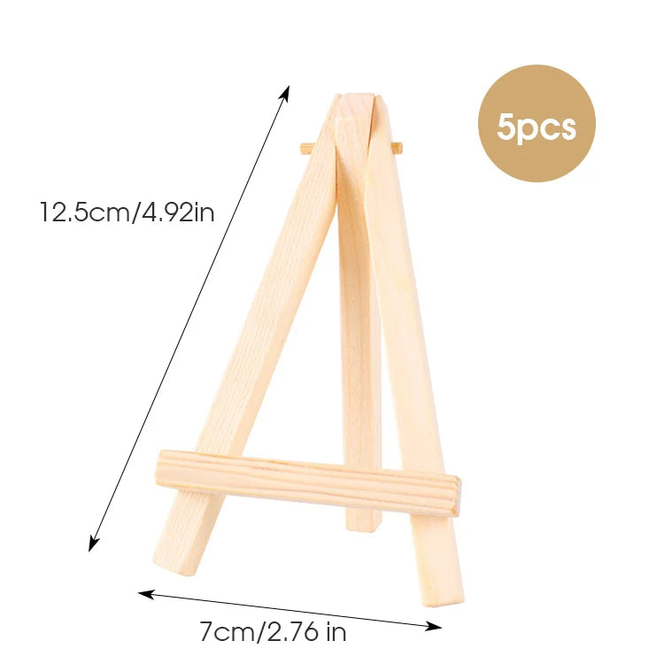 5 pcs Mini Wooden Easel for Mobile Phone Holders,Folding Desktop Display,Triangle Bracket,Drawing Board,Art Supplies