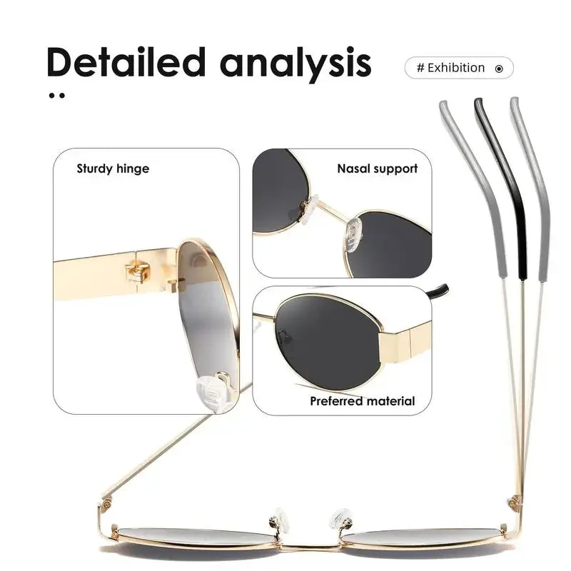 Retro Steampunk Sun Protection Sunglasses Vintage New Women's Metal Oval Sunglasses Ladies Classic UV400 Sunscreen Eyewear