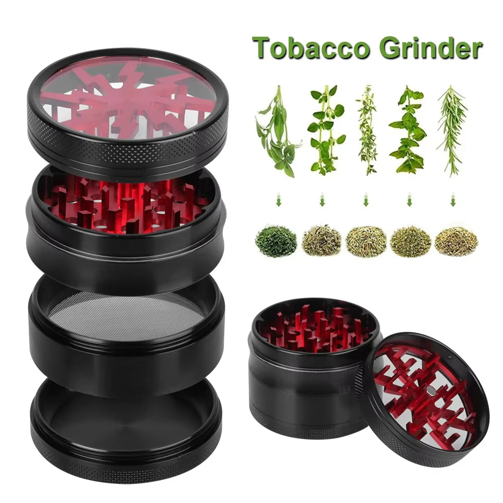 40mm/50mm /62mm 4 Layers Herbal Grinder Pepper Pot Spice Tobacco Mill Aluminum Alloy Dry Herb Crusher Smoking Cigarette Tools