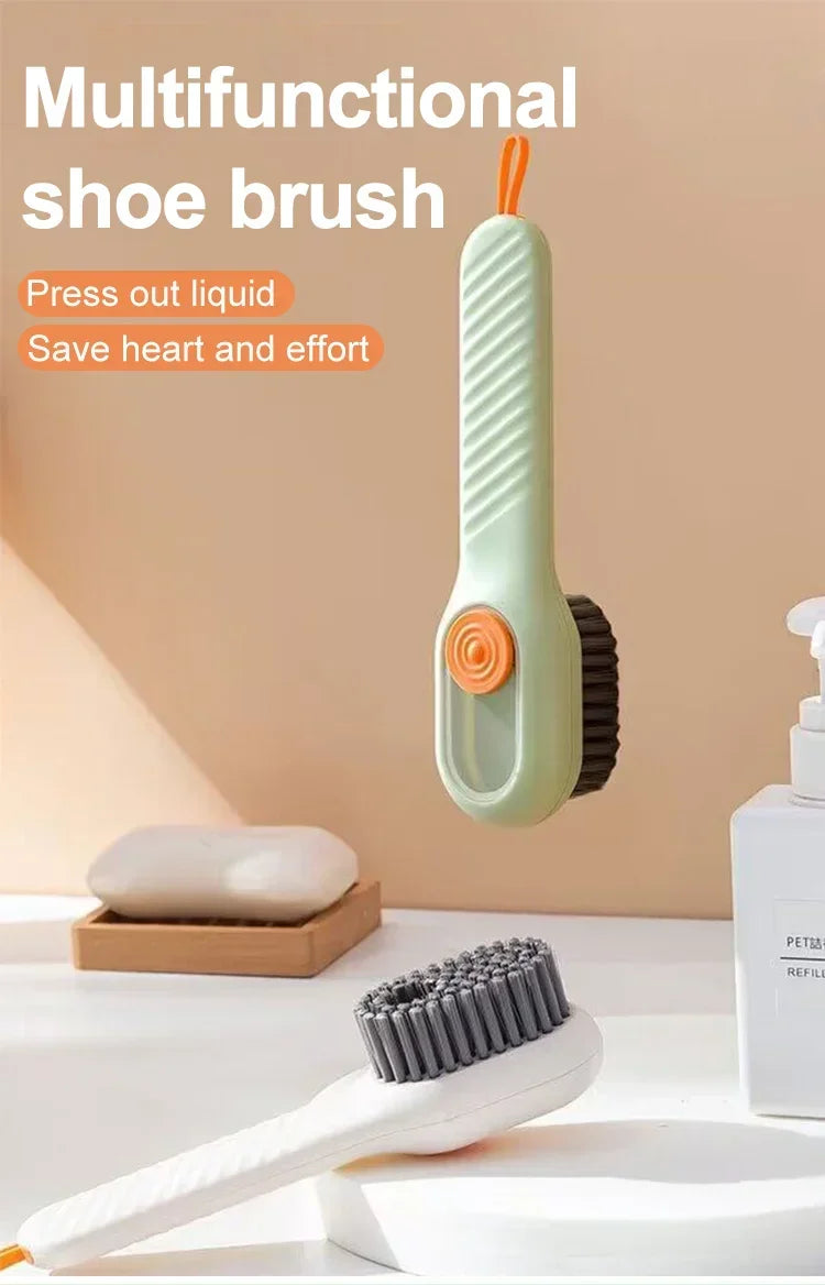 Household Shoe Cleaning Brush With Soap Dispenser Soft Hard Bristle Kitchen Scrubber Multitool For Carpet Bathroom Sneakers