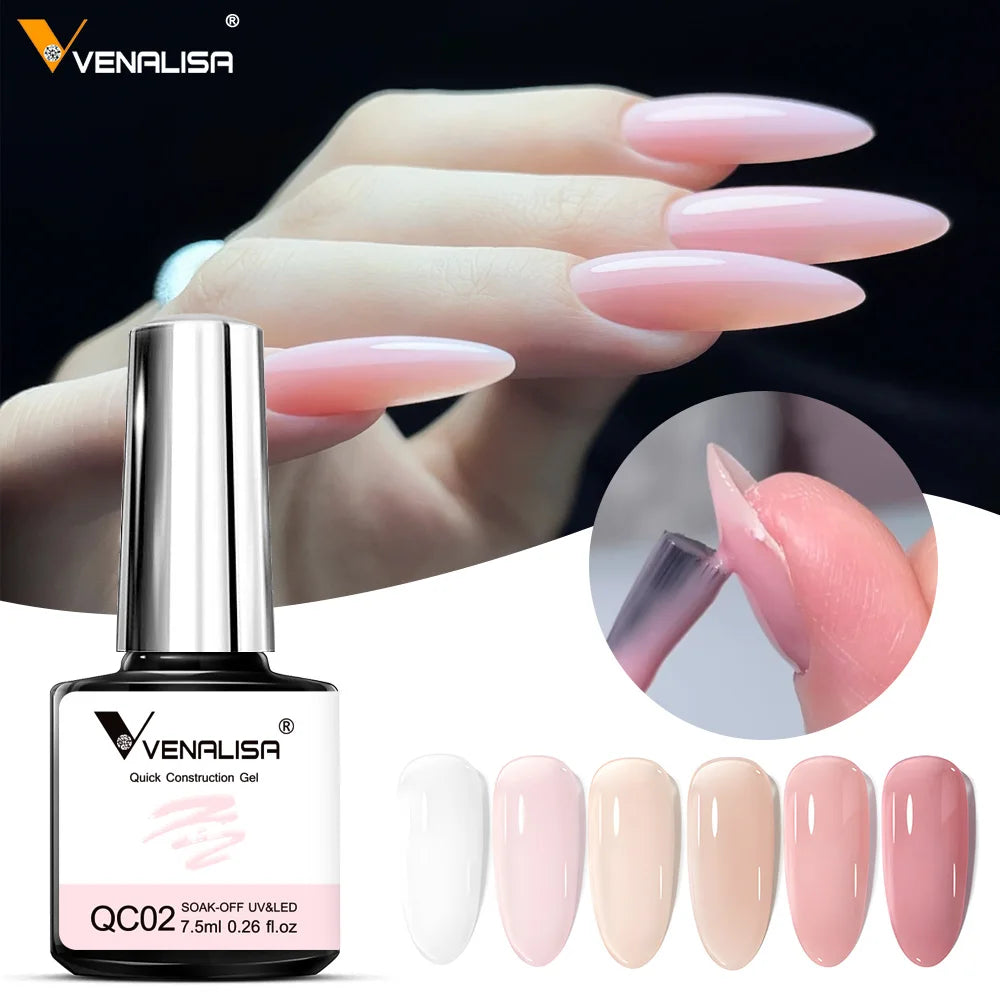 Gel de Construcción Rápida VENALISA 7.5ml | Semitransparente Jelly | Nude Rosa UV/LED 💅 - Firu Total Sales