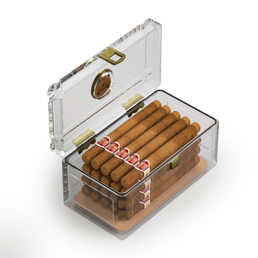 Acrylic Cigar Humidor With Hygrometer Humidifier Cedar Wood Tray Portable Humidor Box Cigar Case Fit 18-50 Smoking Accessories