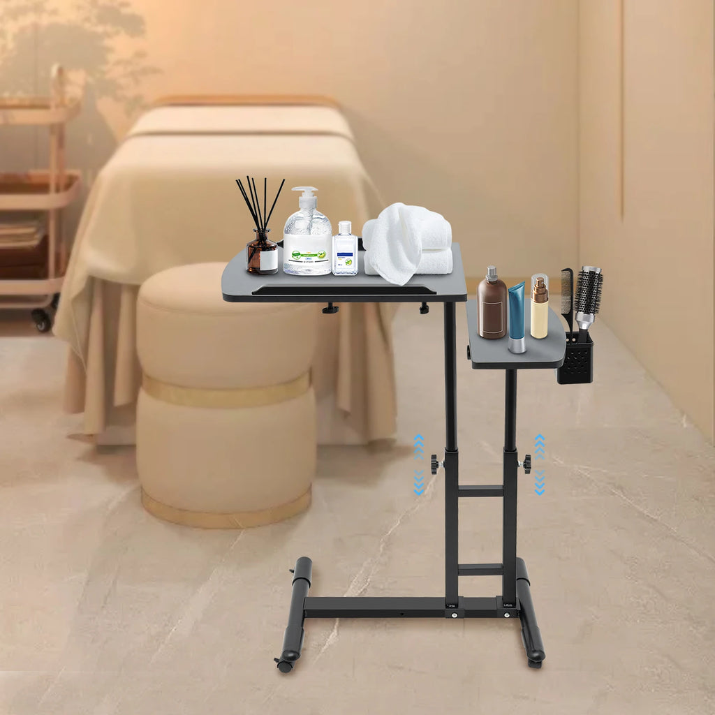 Tattoo Workbench with Adjustable Height, Rolling Cart with Locking Wheels & Dual Tabletop, 27.5LBS Capacity Artist,Salon