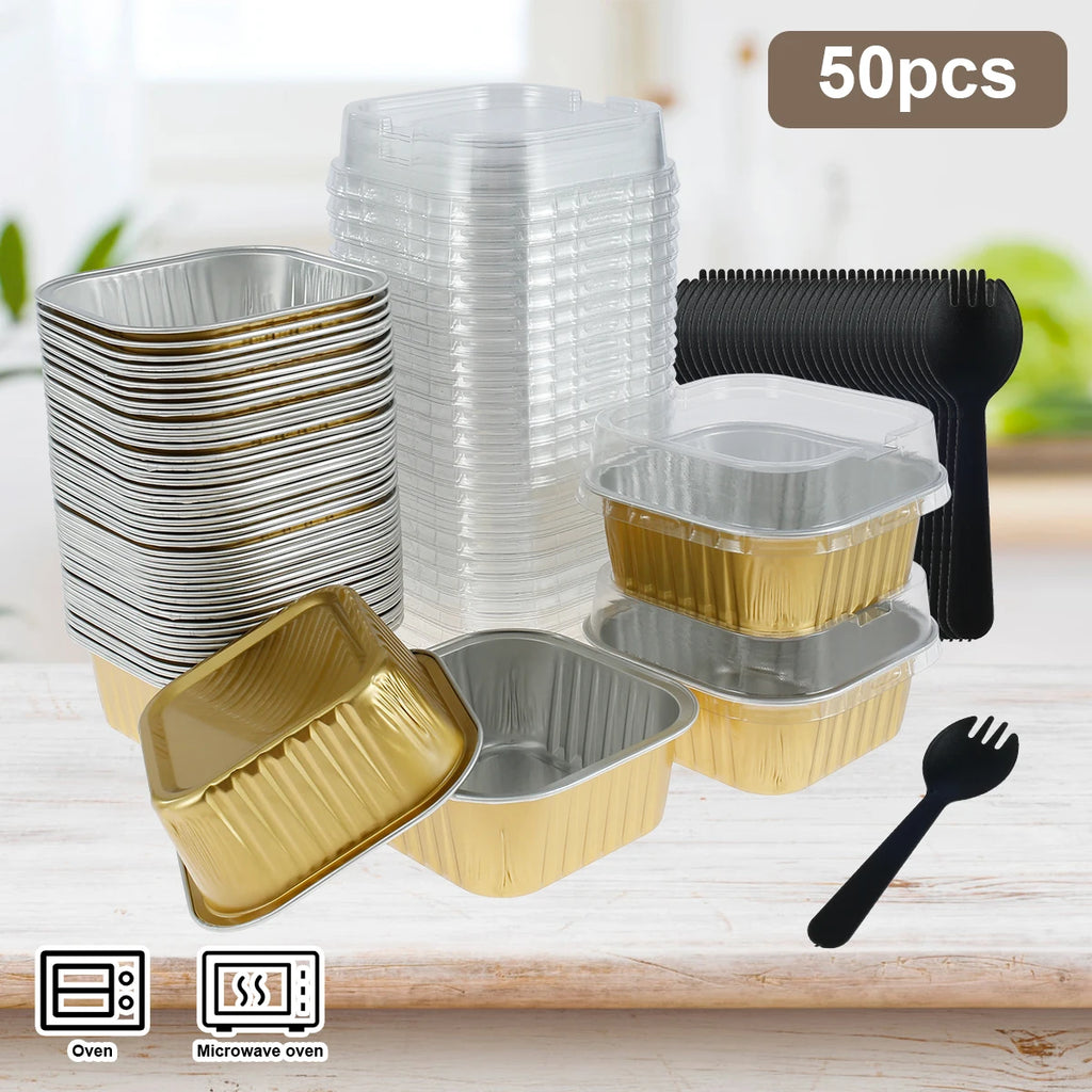 50/100pcs Moldes Mini de Aluminio con Tapa y Cuchara | Muffins y Chocolates 🍰