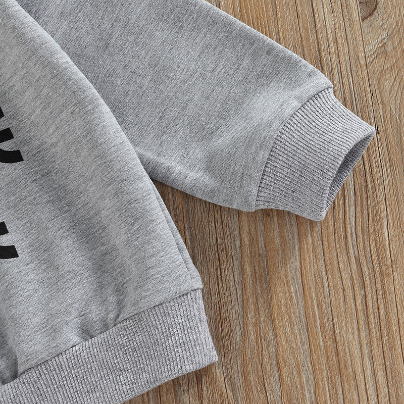 Baby Sweatshirt Letter Print Design Long Sleeve Round Neck Cute Breathable Pullover Tops