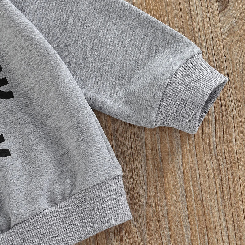 Baby Sweatshirt Letter Print Design Long Sleeve Round Neck Cute Breathable Pullover Tops