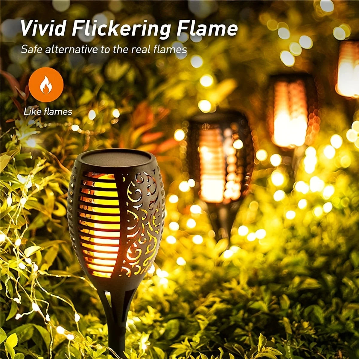 Antorcha Solar LED Efecto Llama IP65 | Decoración Jardín y Patio | 1-12pcs - Firu Total Sales
