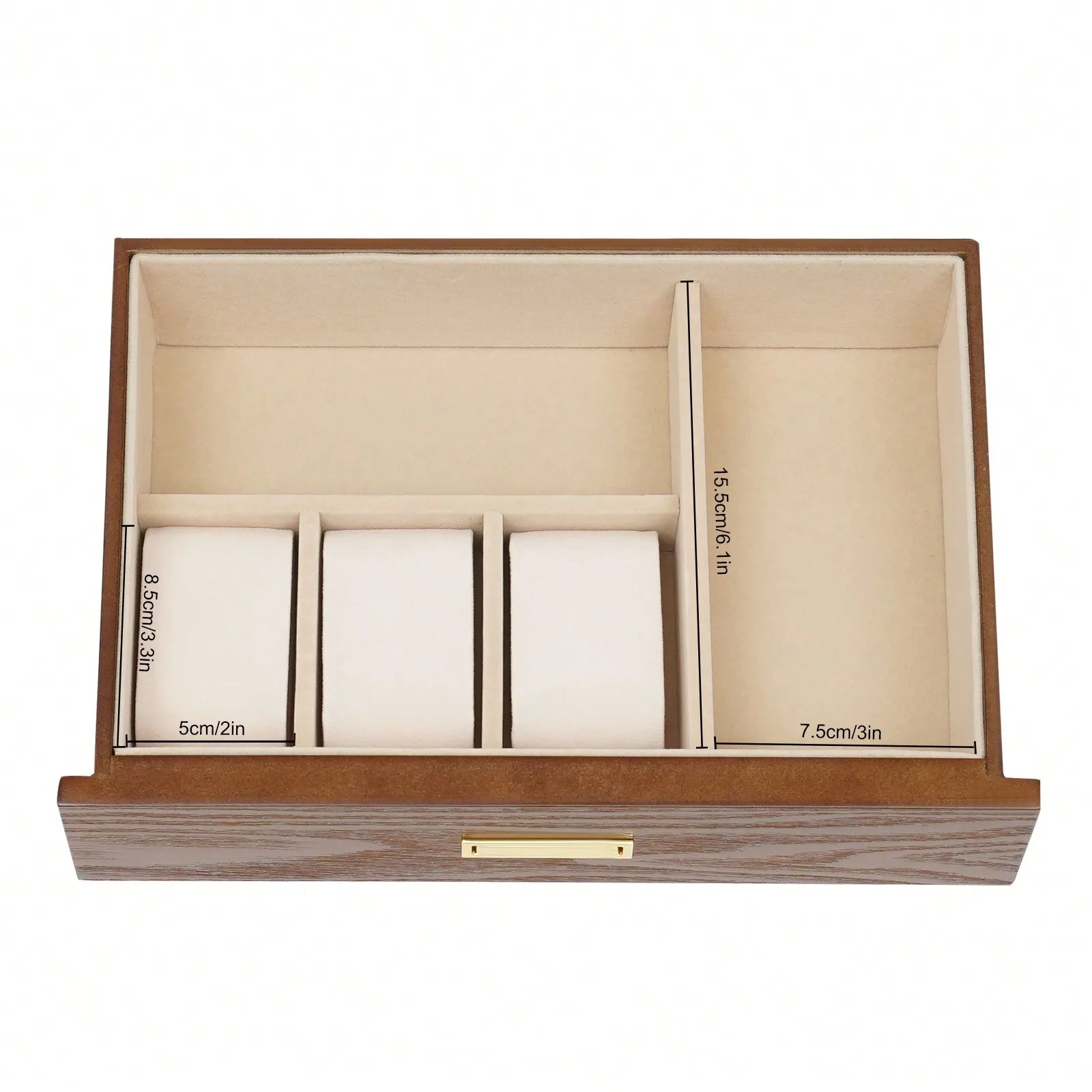 Black Walnut /Brown / White Wood Organizer Jewelry and Watch Display Case Storage Box Convenient