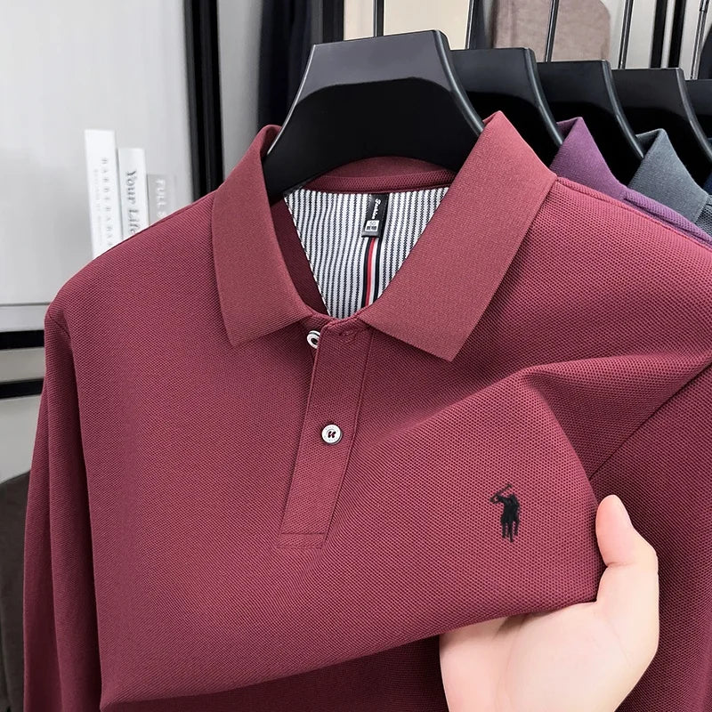 Polo Manga Larga 100% Algodón con Bordado de Pony | Casual Business Hombre 👔