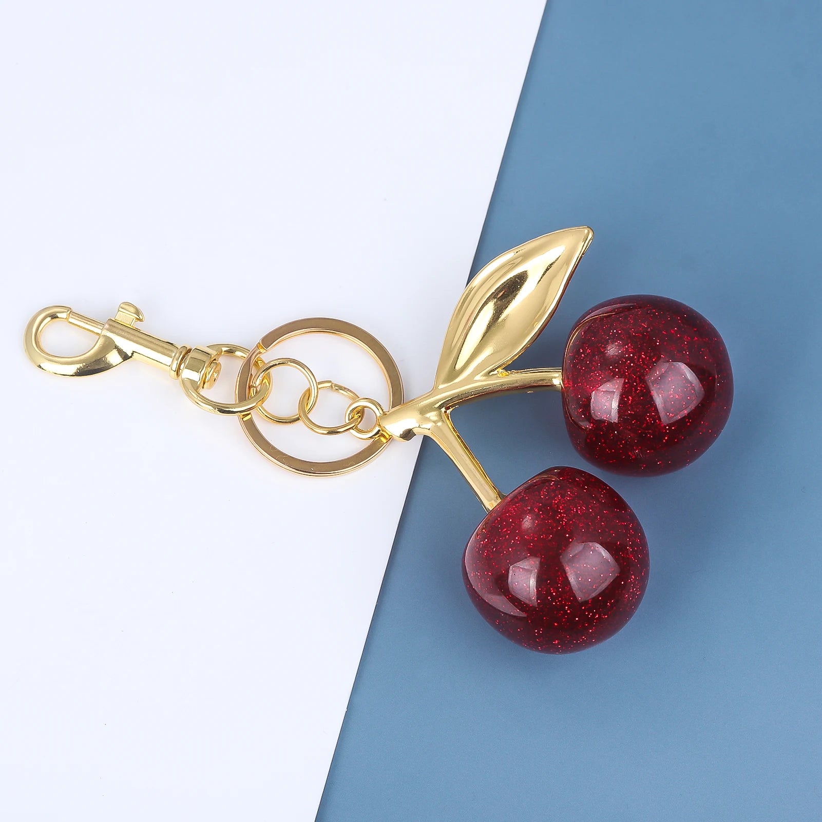 Fashion Red Cherry Keychain Pendant Summer Fruits Keyring for Women Men Bag Jewelry Accessory Gift