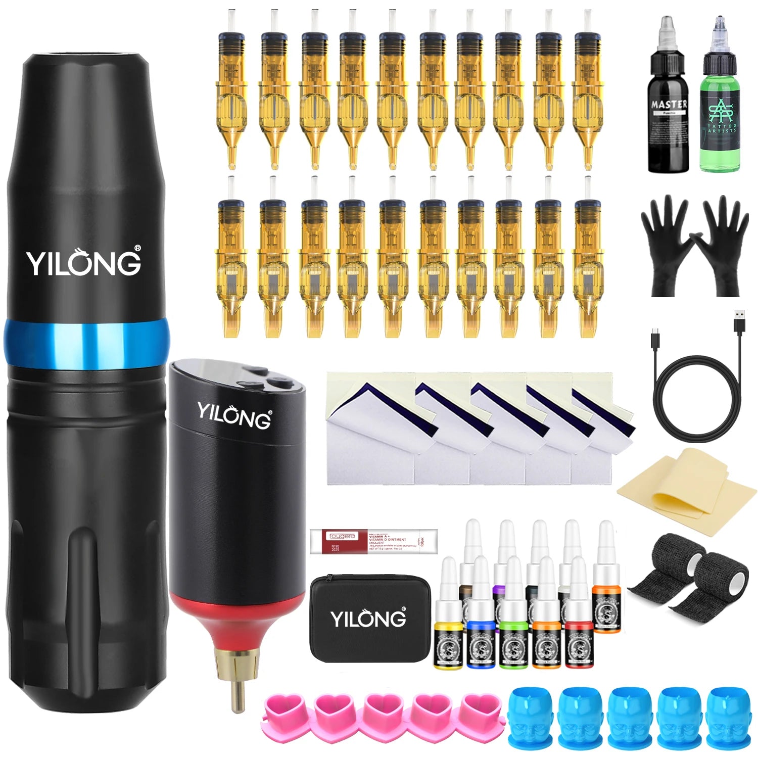 Wireless Tattoo Machine Pen Kit with Battery Mix CartridgeTattoo Tattoo Pen Set Rotary Professional Tattoo Kit for Tattoo Artist - Firu Total Sales