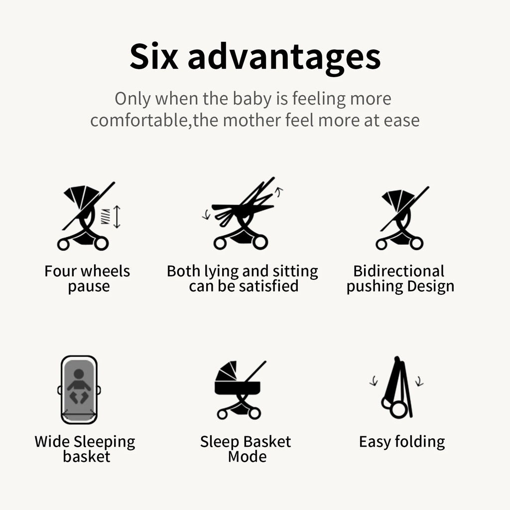 Luxury Portable Travel Pram 3 in 1Baby Stroller High Landscape Baby Pushchair Baby Travel Stroller Newborn Stroller