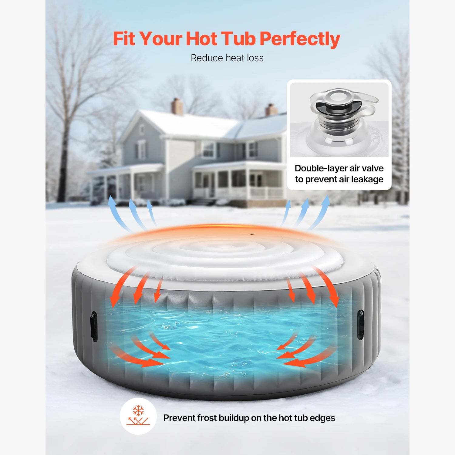 SucceBuy Inflatable Hot Tub Cover 4.5/5.4Ft Round Hot Tub Cover Protector Insulated Spa Covers for Inflatable Hottub for Outdoor