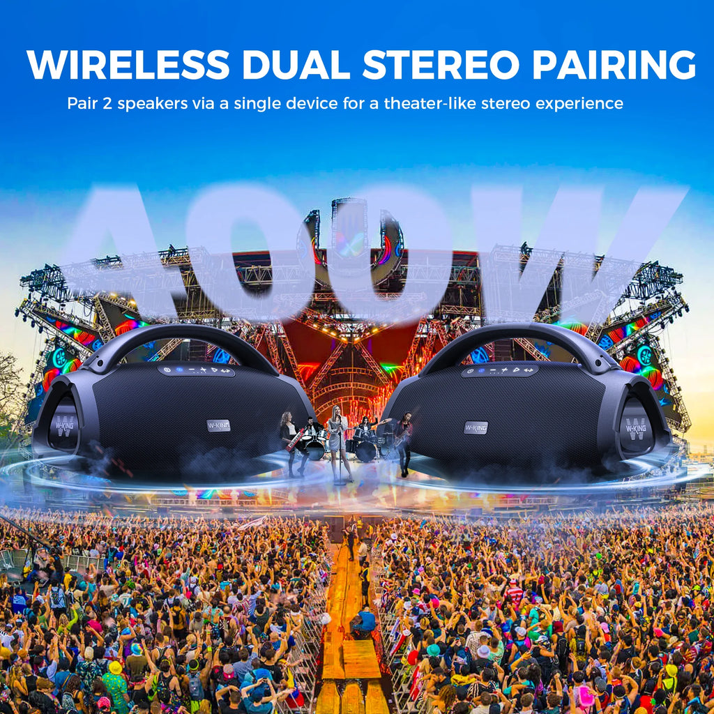 W-KING D20 Portable Bluetooth Speakers,200W RMS Massive Bass Party Boombox IPX7 Waterproof Speaker Large, Loud Outdoor Speaker