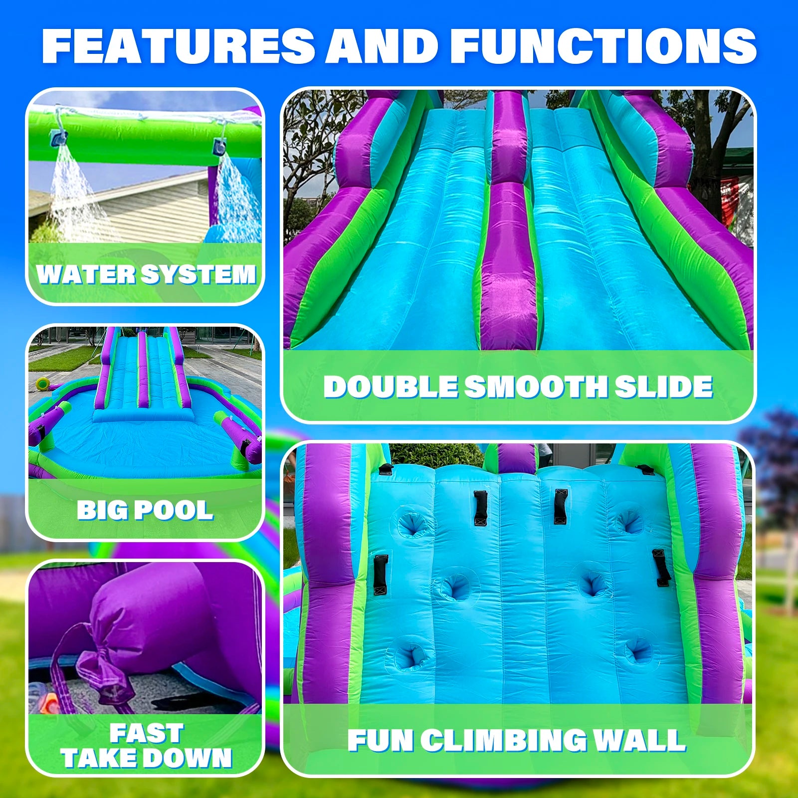 Tobogán Inflable Comercial con Piscina | Grado Comercial | Niños y Adultos 🌊 - Firu Total Sales