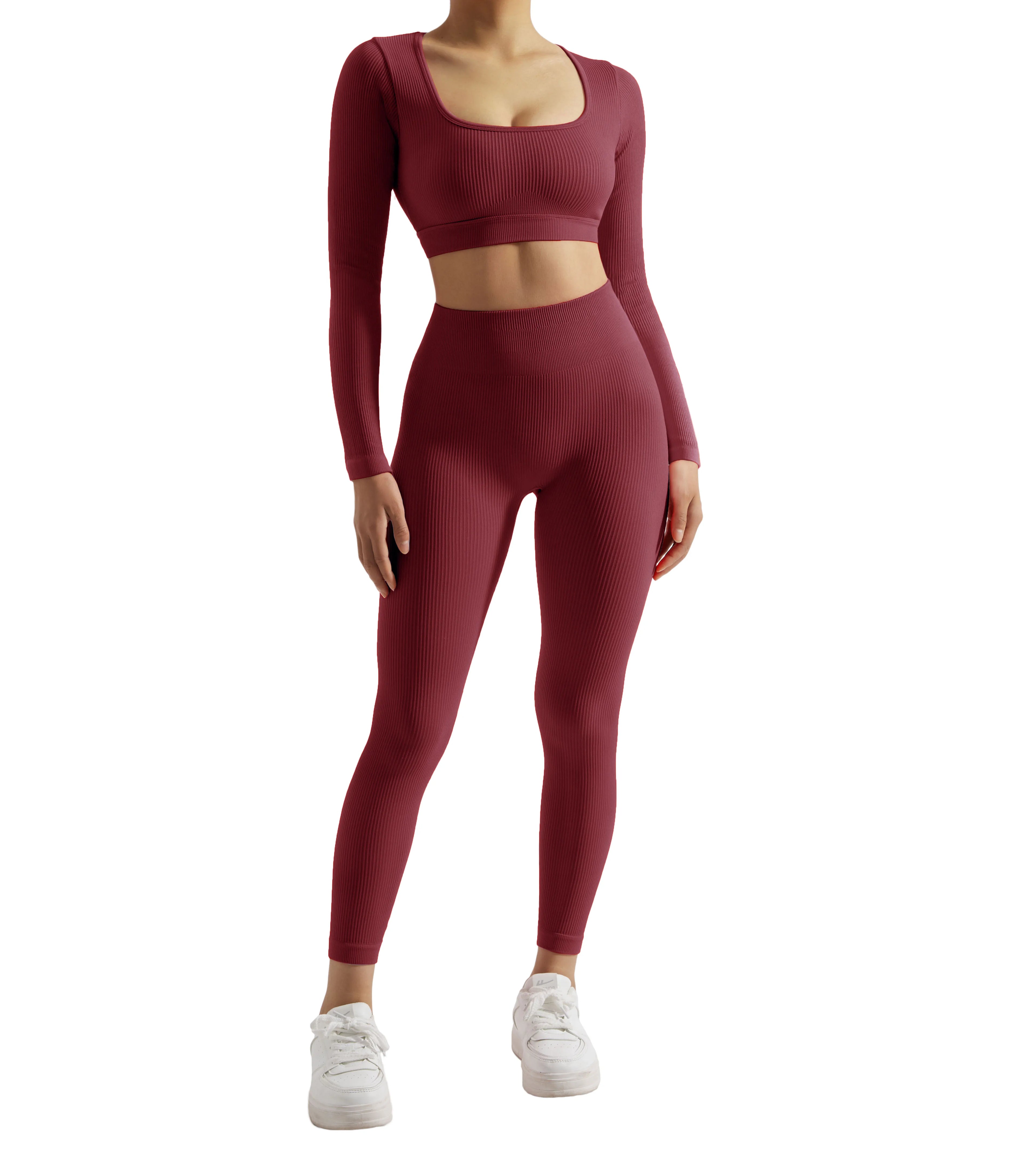 2PCS Yoga Suit Women Sports Set Quick-Drying Gym Set Tracksuit Running Workout Long Sleeve Sports Shirt Yoga Set Yoga Clothing