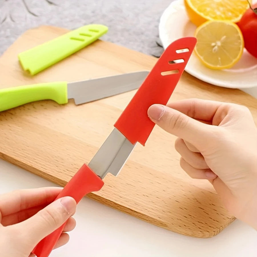 1PC Candy-colored portable fruit knife PP stainless steel thin sharp peeler peel knife kitchen household gadgets