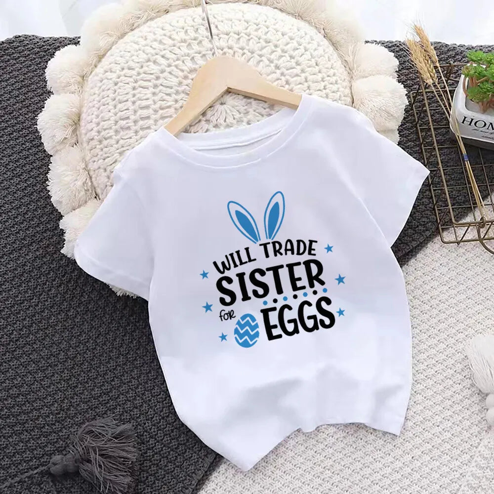 Camiseta de Pascua para Niños | Diseño Conejo | Hermanos a Juego